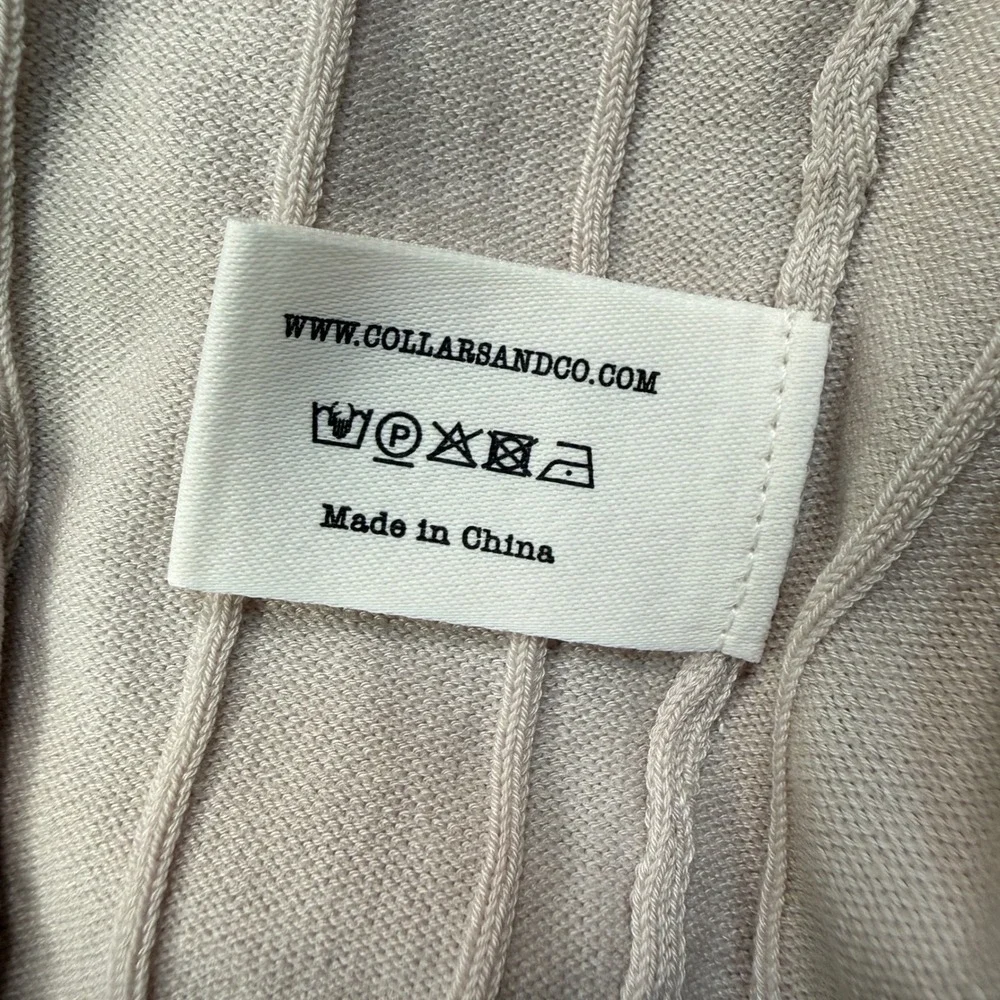 Collars & Co Mens Size 3XL Polo Shirt Beige Ribbed Luxury Knit Silk Blend NWT